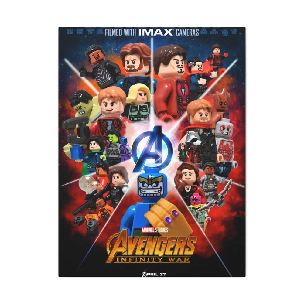 MOC  Compatible  Avengers Infinity Wars v2  Movie Wall Art Canvas Art With Backing.