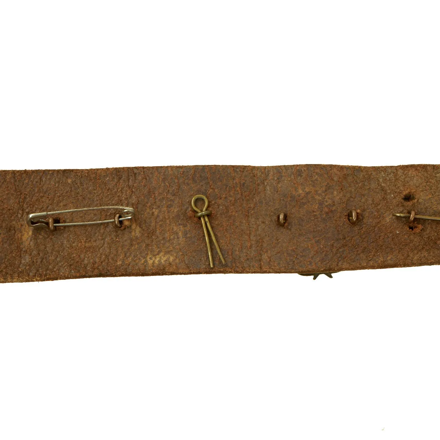 Original British WWI Souvenir Leather Belt with 16 Attached Buttons, Badges & Insignia