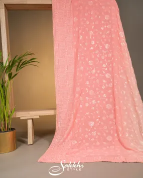 PASTLE PEACH CHIKANKARI SAREE