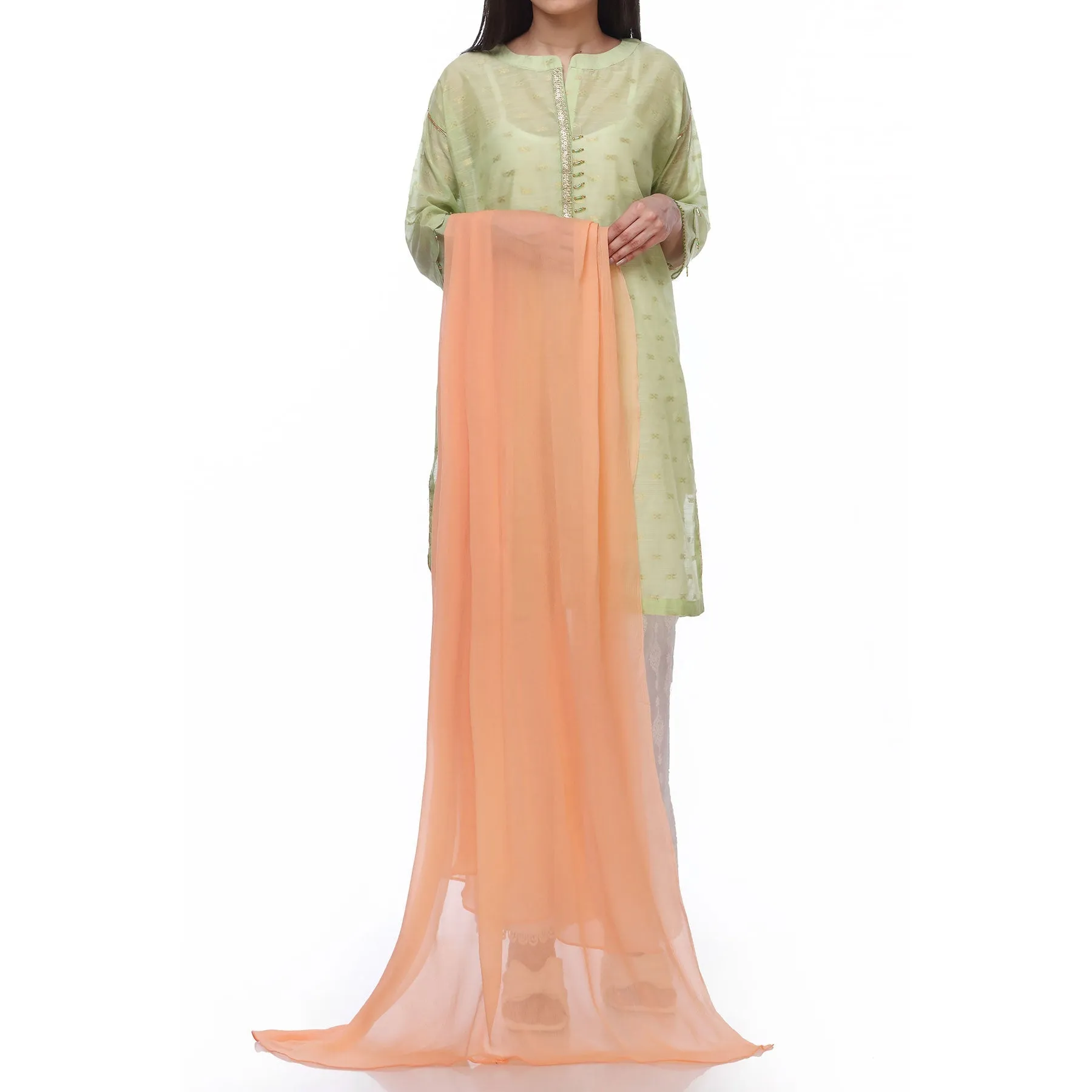 Peach Dyed Plain Chiffon Dupatta PS4709