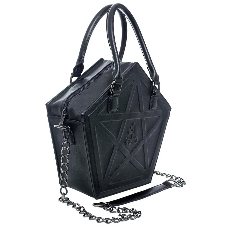 Pentagram Punk Darkness Gothic Star Black Soft Leather Chain Handbag