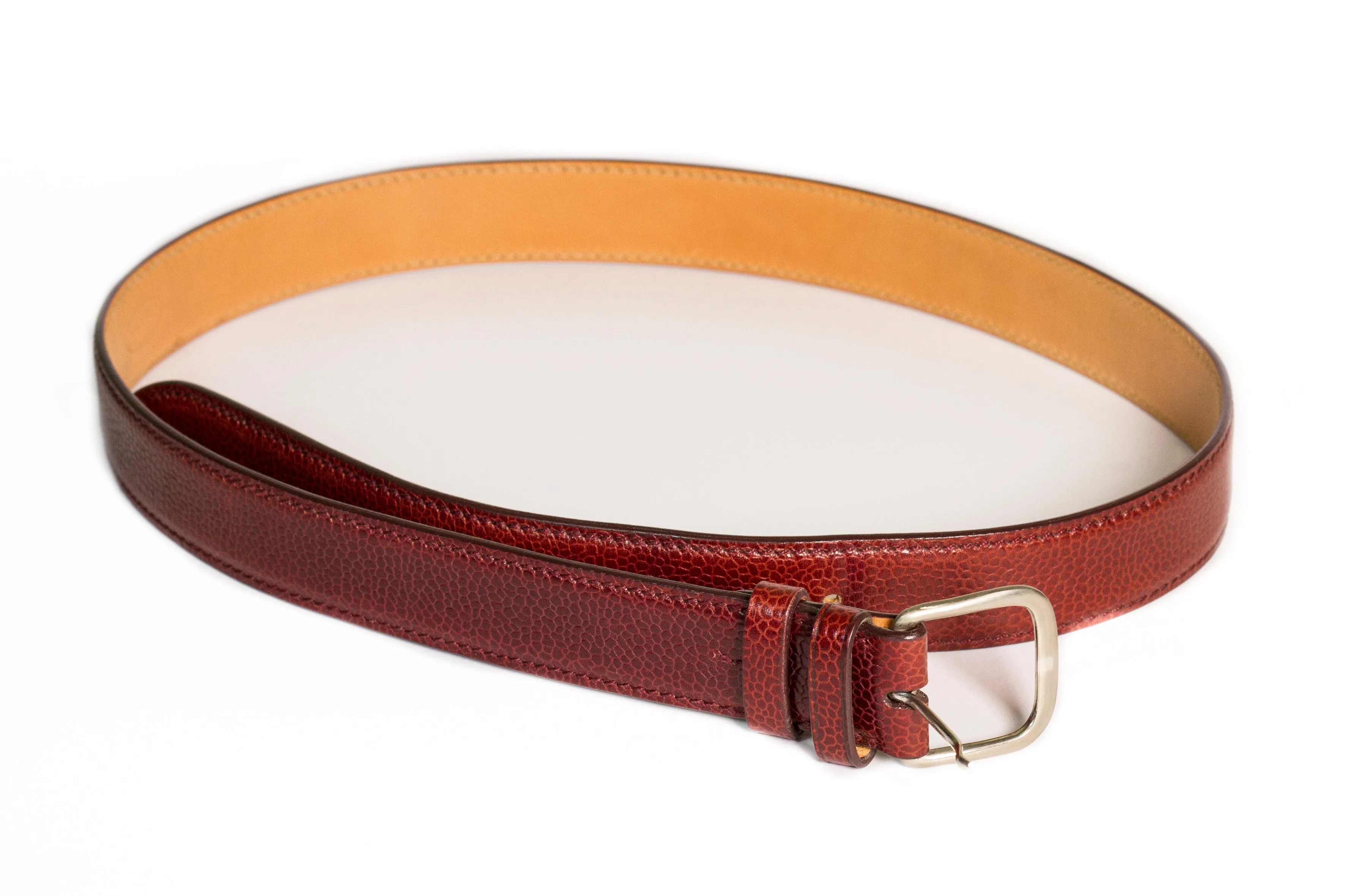 Scozia Grain Calf Leather Belt - Bordeaux