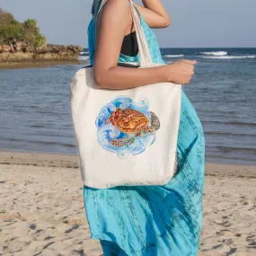 Sea Turtle Waves Beach Tote