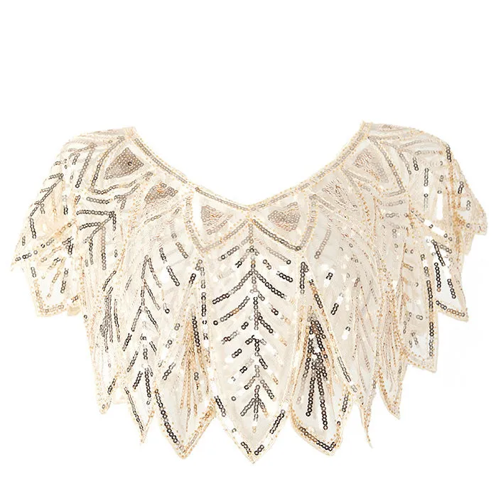 Sequin Beaded Evening Cape 1920s Fringed Shawl Wraps Wedding Bridal Shawl Scarf