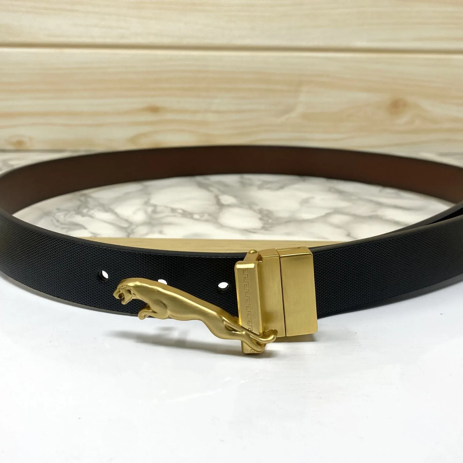 Small Jaguar Pattern Reversible Strap Belt -JonasParamount