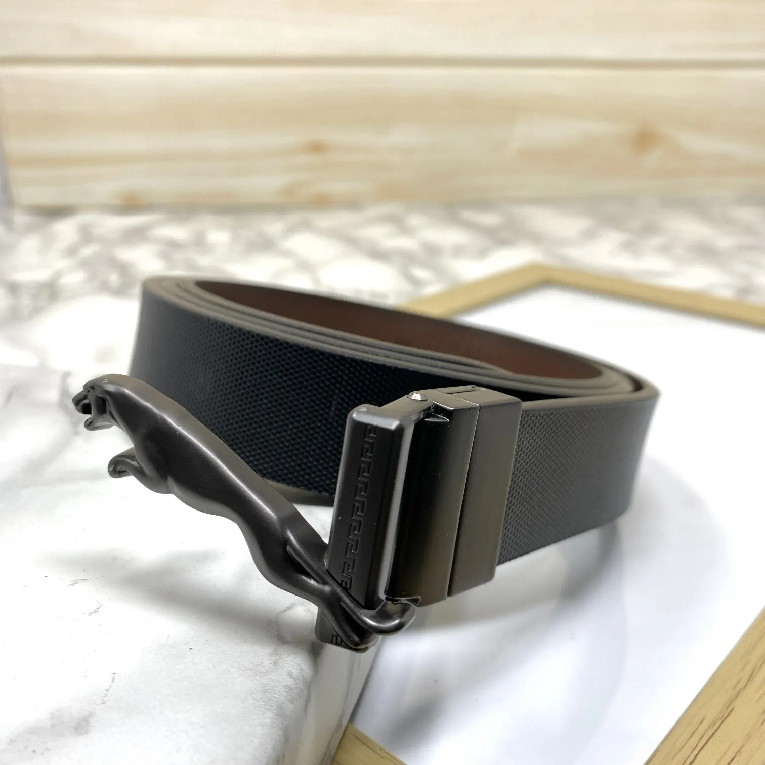 Small Jaguar Pattern Reversible Strap Belt -JonasParamount