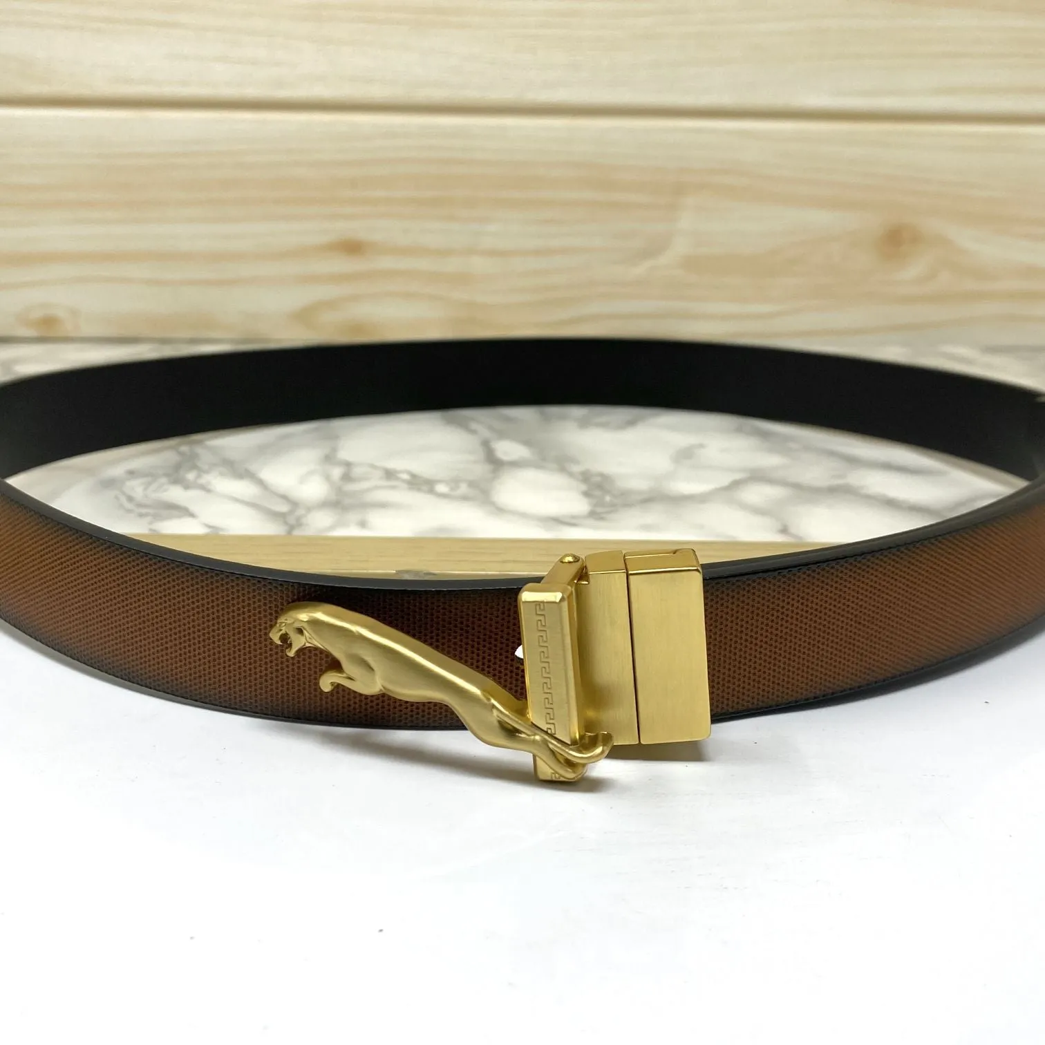 Small Jaguar Pattern Reversible Strap Belt -JonasParamount