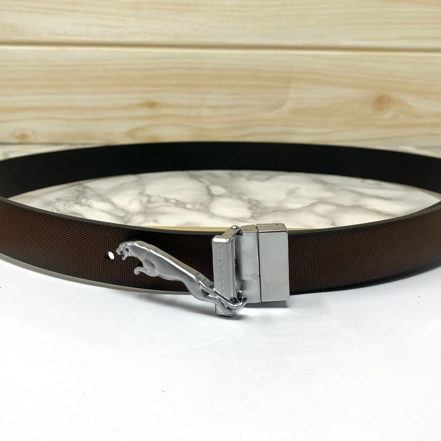 Small Jaguar Pattern Reversible Strap Belt -JonasParamount