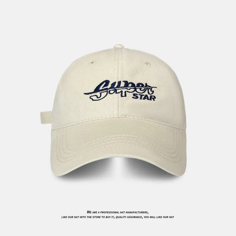 Soft-top embroidered wide-brimmed peaked cap for women with large head circumference,  new style deep-top baseball cap that shows face, small brushed sun hat for men