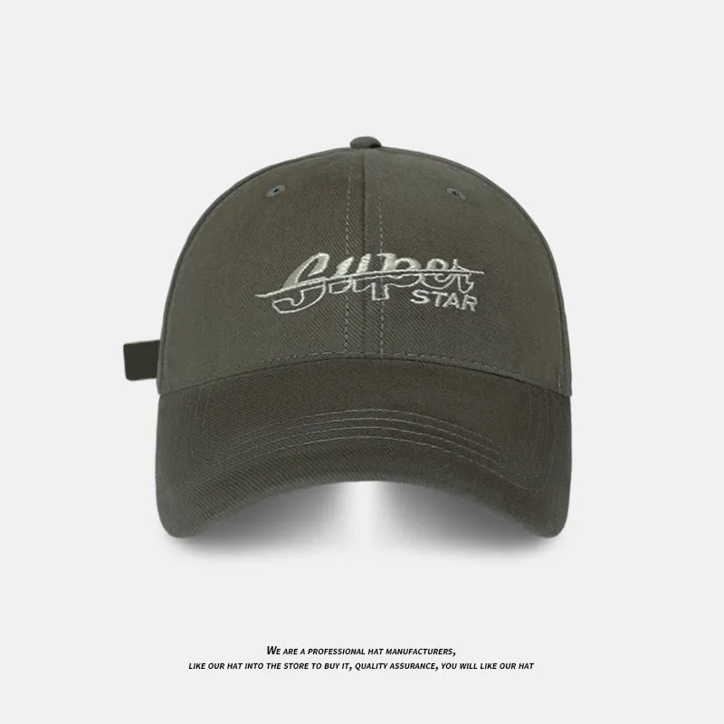 Soft-top embroidered wide-brimmed peaked cap for women with large head circumference,  new style deep-top baseball cap that shows face, small brushed sun hat for men