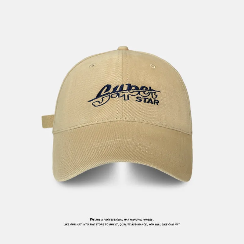 Soft-top embroidered wide-brimmed peaked cap for women with large head circumference,  new style deep-top baseball cap that shows face, small brushed sun hat for men