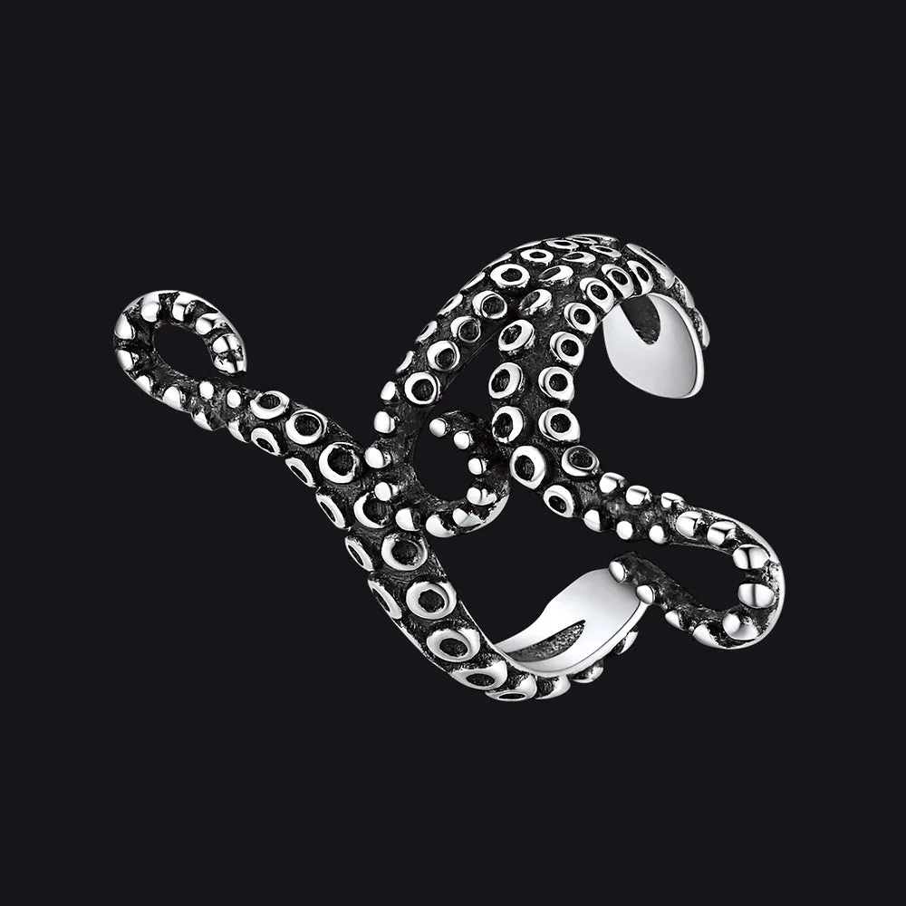 Sterling Silver Octopus Ear Cuff Earrings for Men