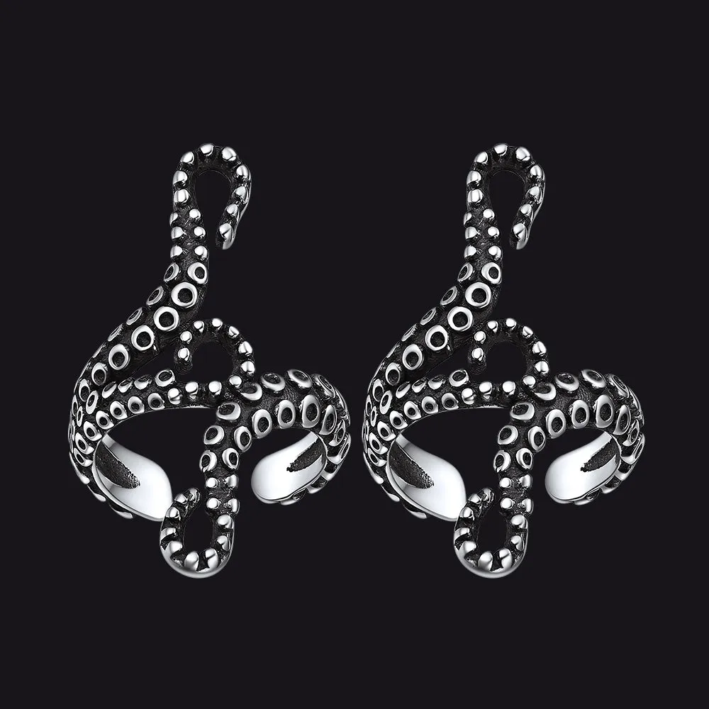 Sterling Silver Octopus Ear Cuff Earrings for Men