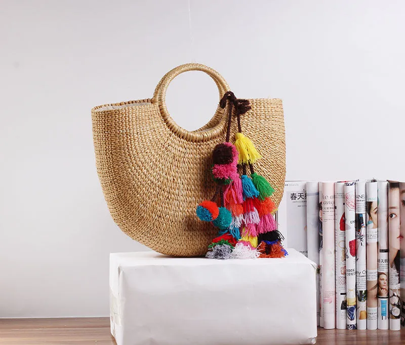 Summer Straw Beach Tote Bag