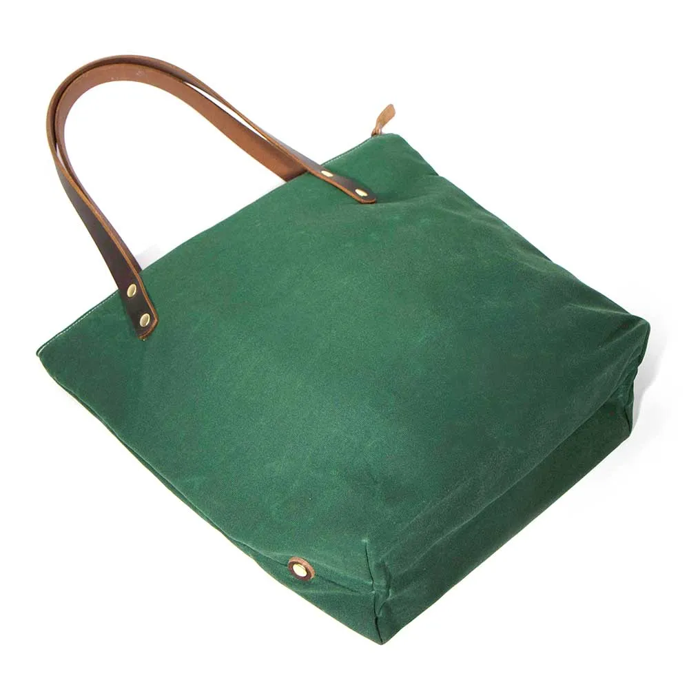 Tennis Green Waxed Canvas Portfolio Tote