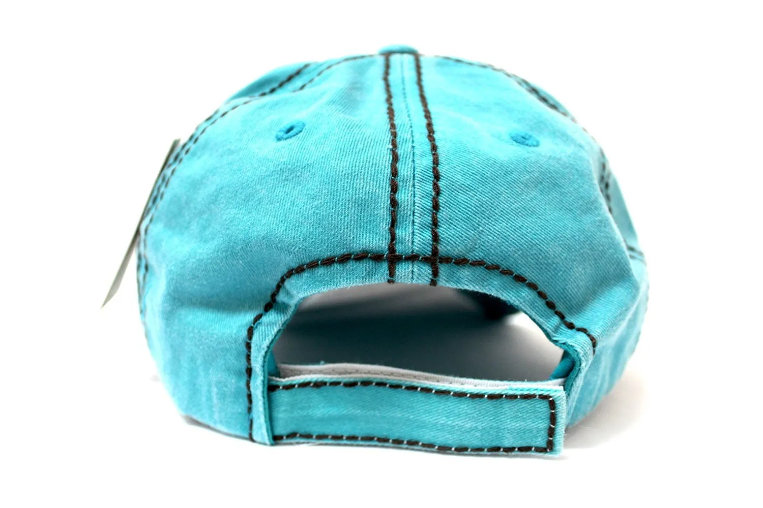 Turquoise "Y'ALL, HAPPY CAMPER, WILD FREE" Multi-Patch Embroidered Adjustable Cap