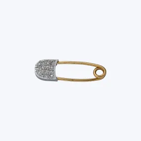 Vintage 14K Yellow and White Gold Diamond Safety Pin