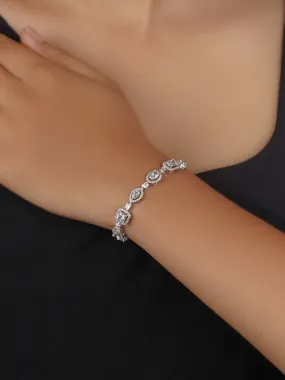 White Color Silver Plated Faux Diamond Bracelet - CZBRAC118