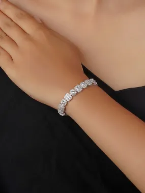 White Color Silver Plated Faux Diamond Bracelet - CZBRAC119