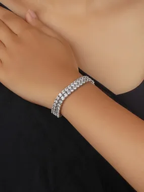 White Color Silver Plated Faux Diamond Bracelet - CZBRAC123