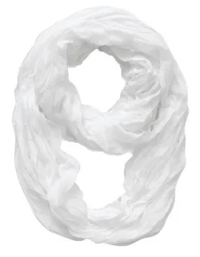 White Peach Couture Fashion Lightweight Crinkled Infinity Loop Scarf Neon Faded Ombre