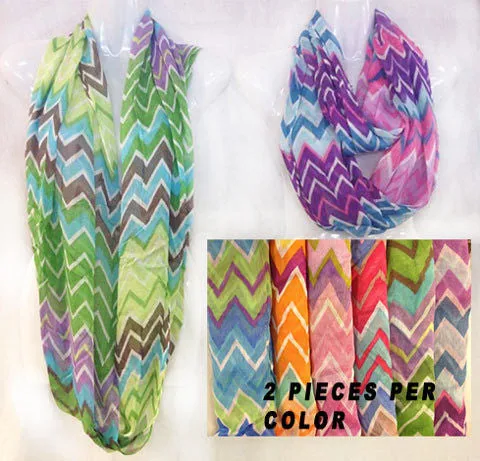 women's multicolor chevron print scarves Case of 36